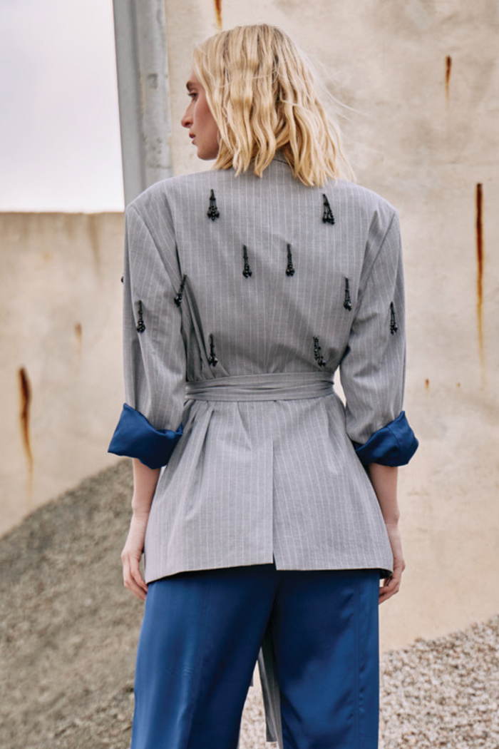 M.A.Dainty Chandelier Jacket Grey Stripe