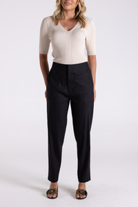 Two T's Linen Viscose 7/8 Pant Black