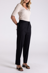 Two T's Linen Viscose 7/8 Pant Black