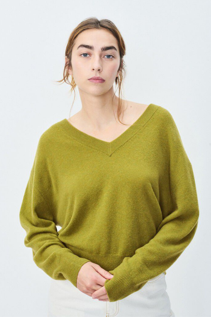 American Vintage V-Neck Pullover Olive