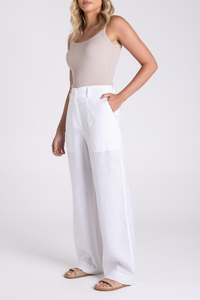 Two T's Wide Leg Linen Pant White