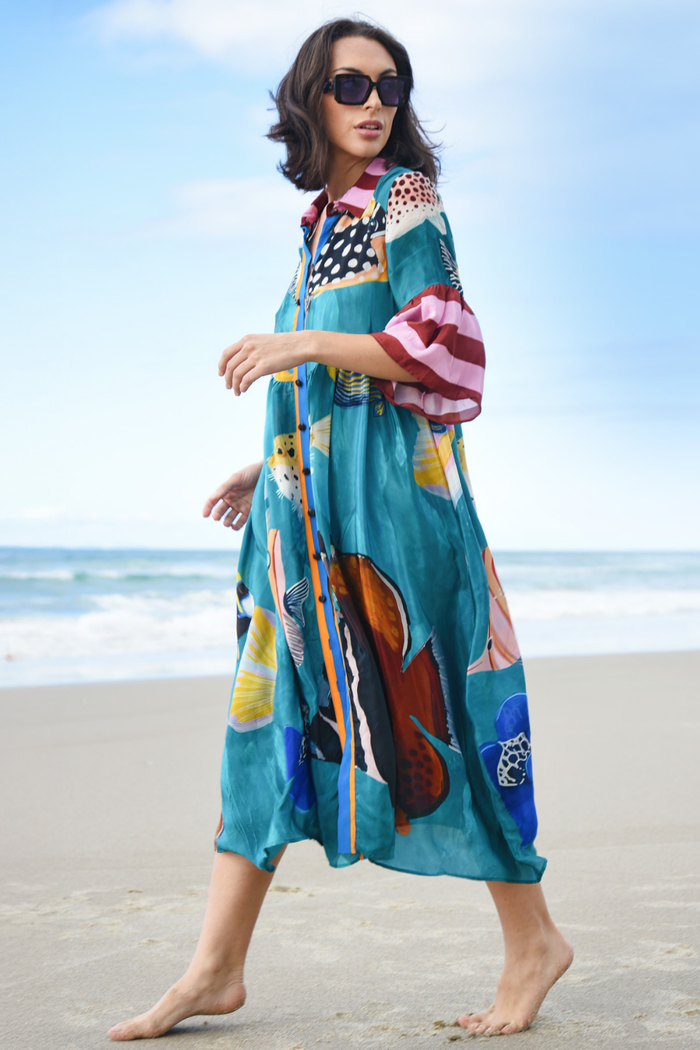 Cooper Worlds Away Dress Multi Fish Pre-Order