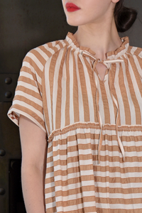 Curate A New Journey Dress Coffee Stripe