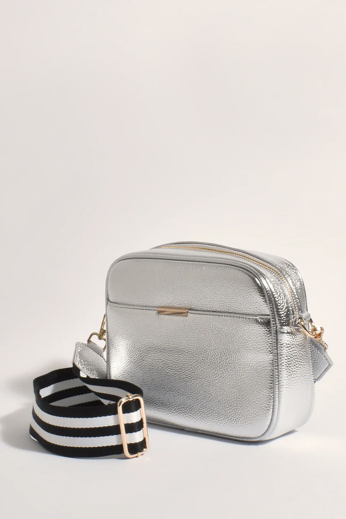 Adorne Bianca Web Pocket Camera Bag Silver/Stripe