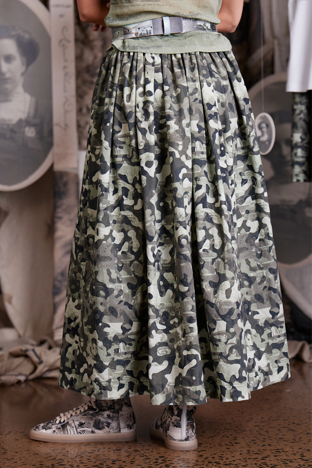 Circular by Maud Dainty Cotton Canvas Skirt Car Camo Print