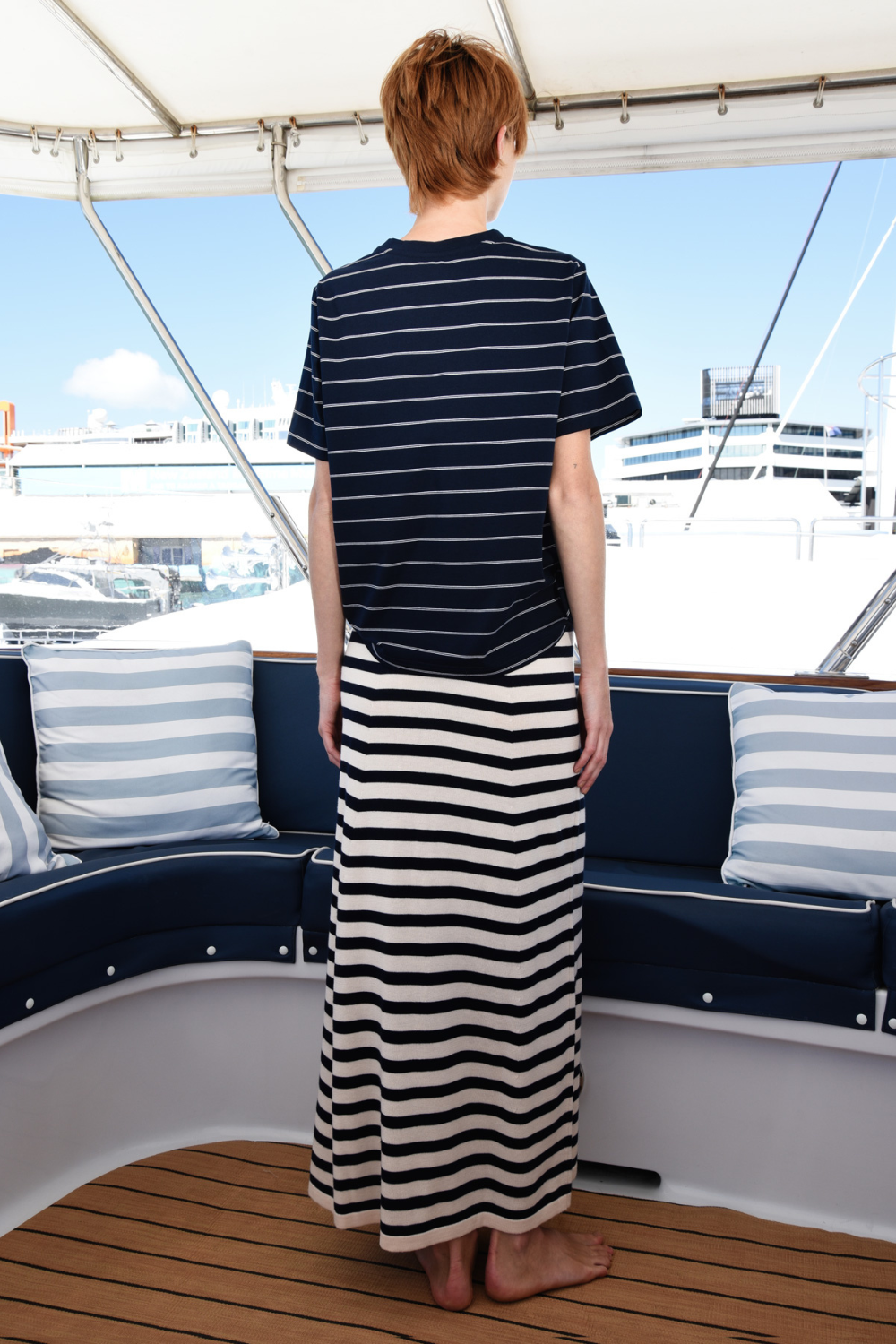 Cooper Hop, Skirt, Jump Skirt Navy Ivory Stripe