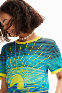 Desigual Knit Wave T-Shirt Turquoise