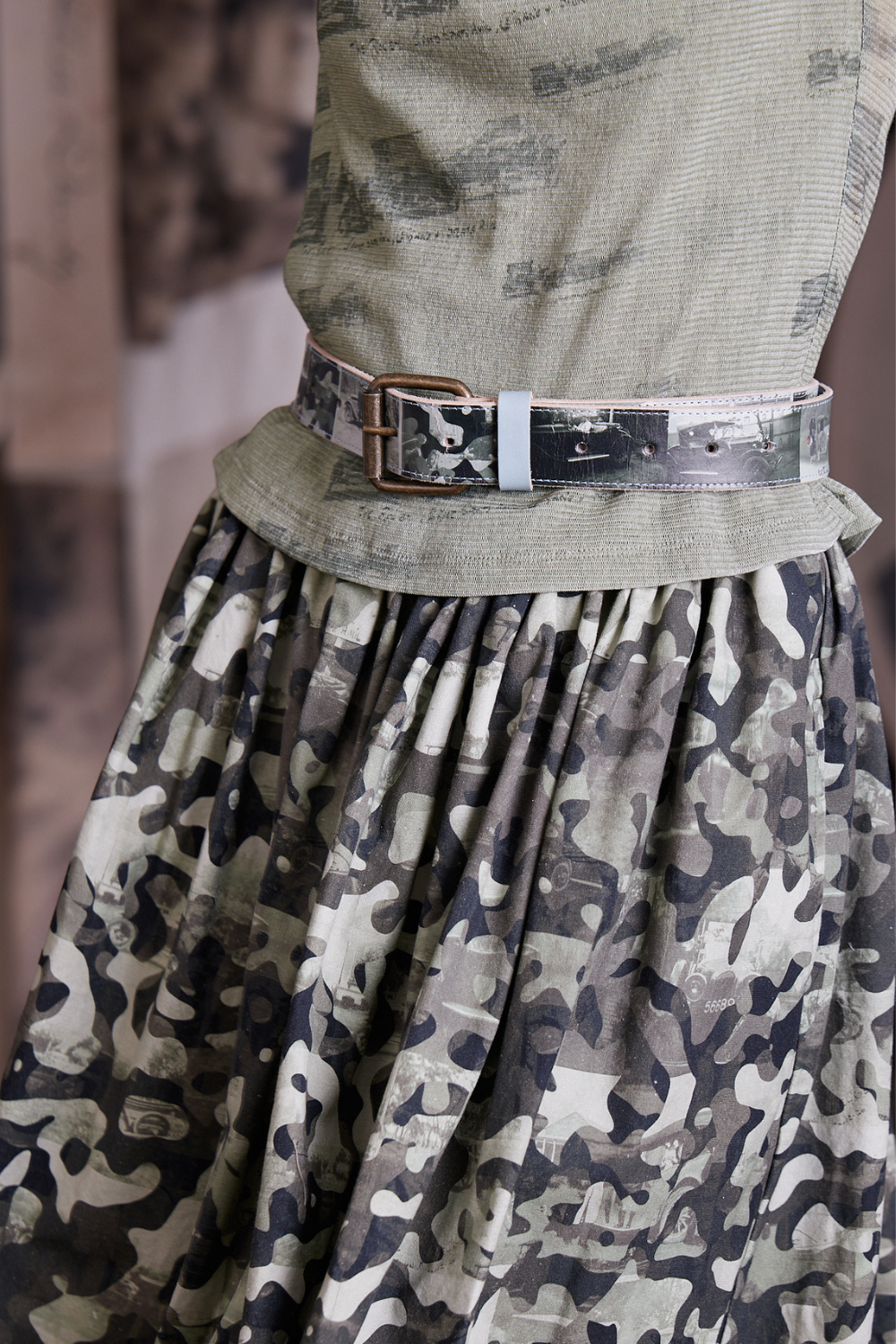 Circular by Maud Dainty Brass Buckle Belt Car Camo Print