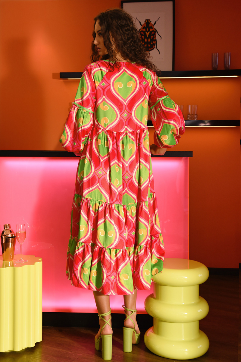 Coop Queen Vee Dress Pink & Lime