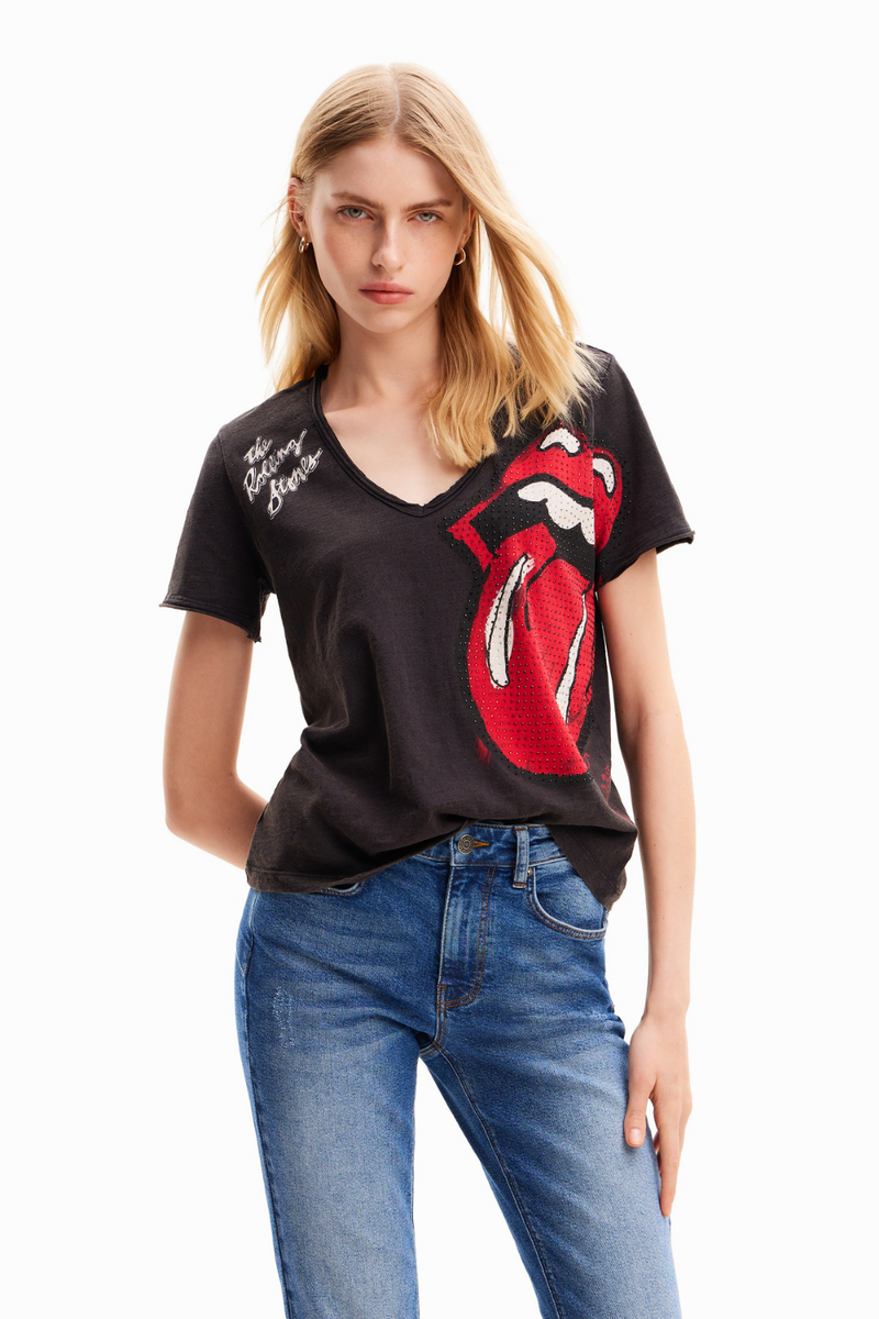 Desigual Rhinestone The Rolling Stones Shirt Black