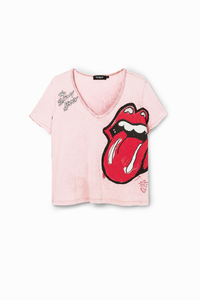 Desigual Rhinestone The Rolling Stones Shirt Pink