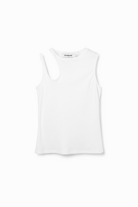 Desigual Ribbed Cut-Out T-Shirt White