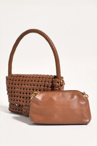 Adorne Pippa Lattice Weave Handbag Tan