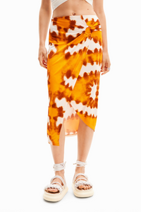 Desigual Tie-Dye Wrap Midi Skirt