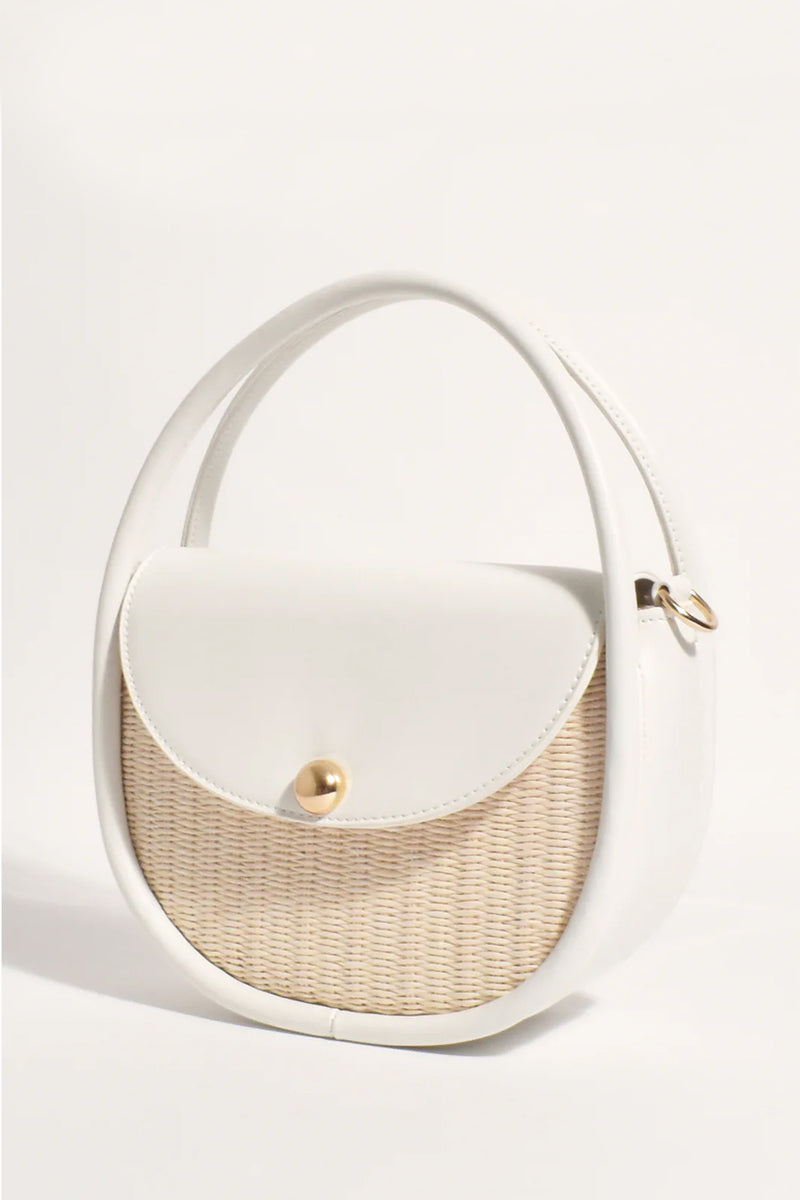 Adorne Violetta Woven Circular Mini Bag Cream