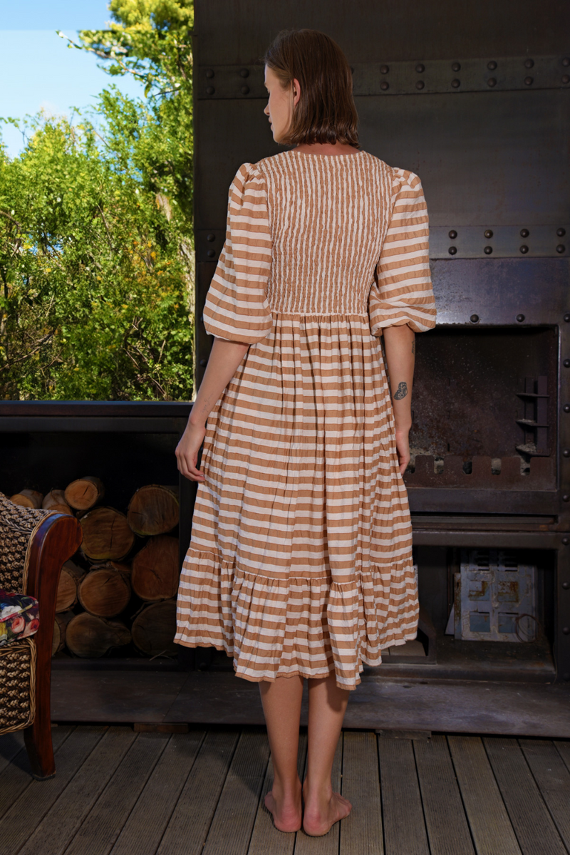 Curate Walk In the Park Dress Coffee Stripe