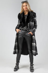 Huntress / Oversize Long Coat / Black+Grey Check