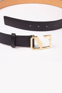 Vestirsi Victoria Smooth Leather Belt Black, gold hardware